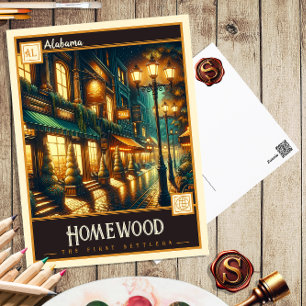 Cartão Postal Homewood, Alabama Vintage