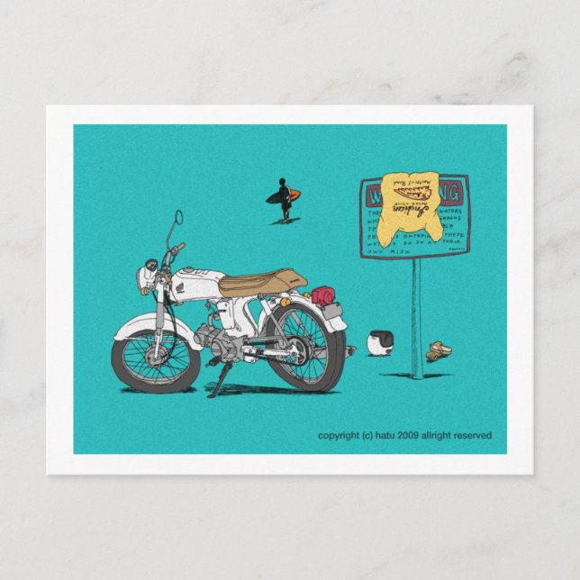 Cartão Postal honda na praia (Frente)