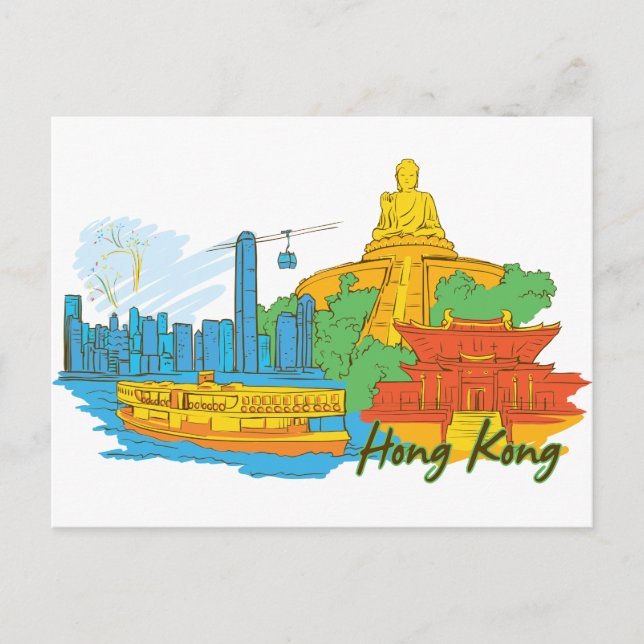 Cartão Postal Hong Kong, China Cidade Familiar (Frente)