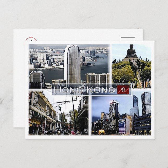 Cartão Postal Hong Kong - Mosaico - (Frente/Verso)