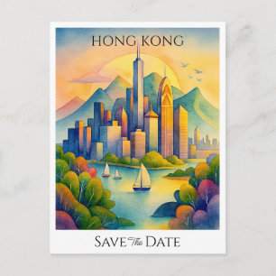 Cartão Postal Hong Kong personalizado Salve a Data 