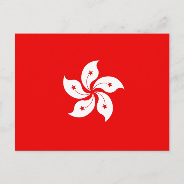 Cartão Postal Hong Kong White Orchid Symbol on Red (Frente)