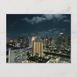 Cartão Postal Honolulu à Noite Oahu Havaí Fotografia Urbana