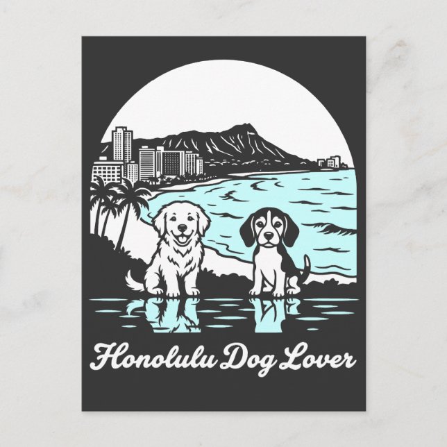 Cartão Postal Honolulu City Hawaii Dog Lover (Frente)