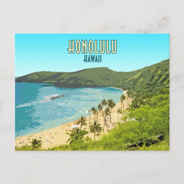 Cartão Postal Honolulu Hanauma Bay Beach Hawaii Vintage (Frente)