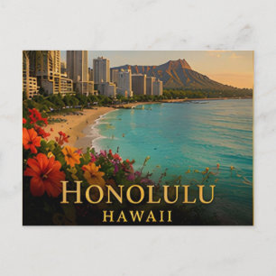 Cartão Postal Honolulu Havaí Costa Waikiki e Cultura da Ilha 🗺️