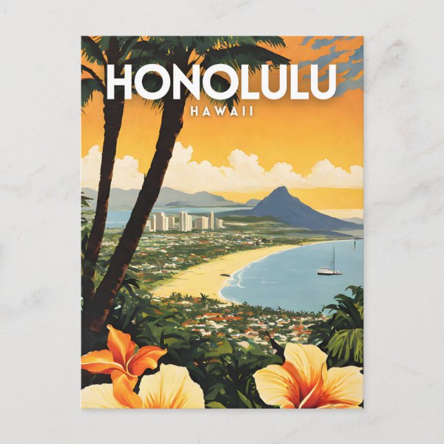 Cartão Postal Honolulu Hawaii Nostalgic Viagem (Frente)