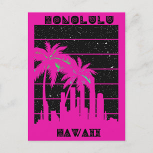 Cartão Postal Honolulu Hawaii Pink City Skyline Viagem