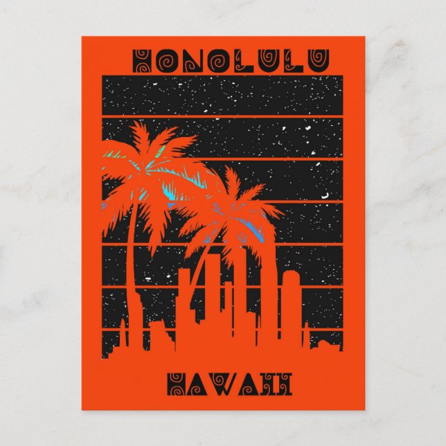 Cartão Postal Honolulu Hawaii Tropical Skyline Viagem (Frente)
