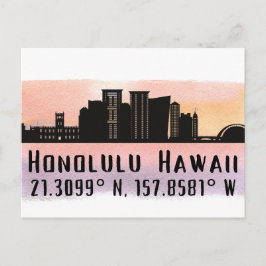 Cartão Postal Honolulu Skyline Latitude e Longitude
