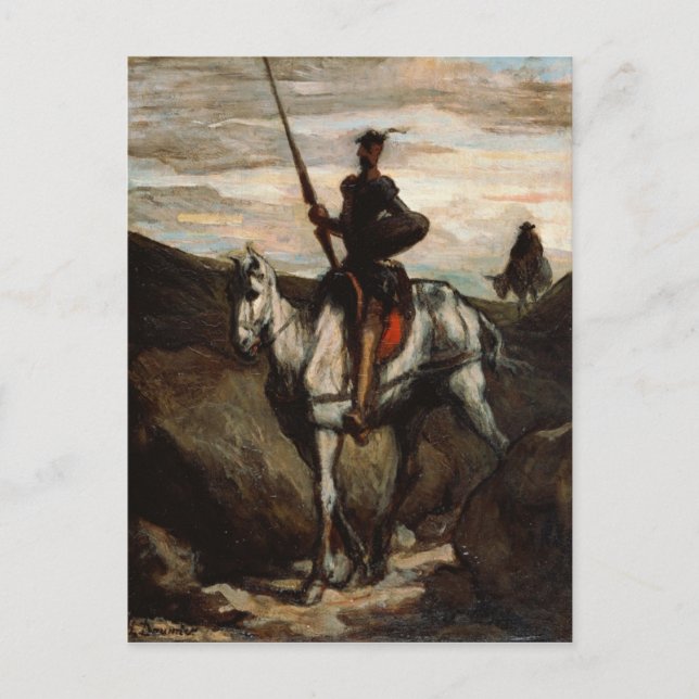 Cartão Postal Honore Daumier - Don Quixote nas Montanhas (Frente)