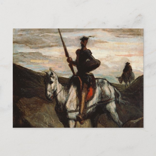 Cartão Postal Honore Daumier - Don Quixote nas Montanhas (Frente)