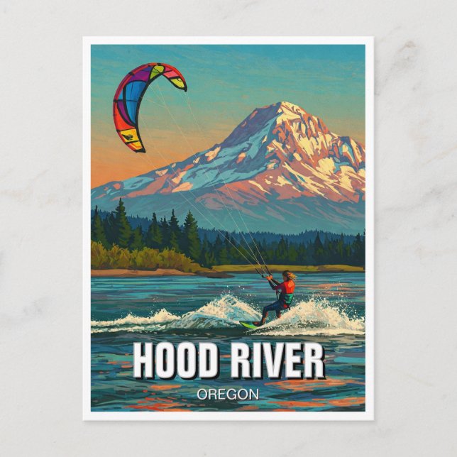 Cartão Postal Hood River Kitesurfing Oregon Viagem (Frente)