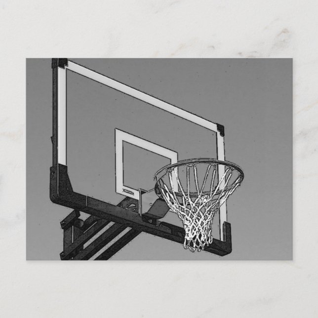 Cartão Postal Hoop de basquete preto e branco (Frente)