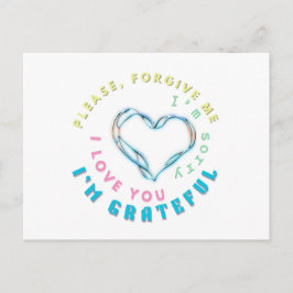 Cartão Postal Ho'oponopono Healing Mantra - Azul Claro Espiritua