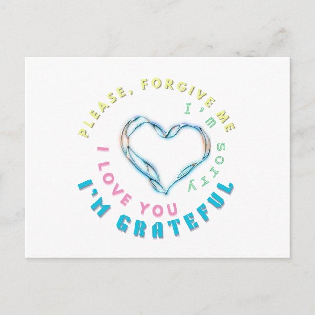 Cartão Postal Ho'oponopono Healing Mantra - Azul Claro Espiritua (Frente)