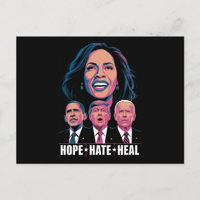 Cartão Postal Hope Hate Heal Rise Kamala 2024 (Frente)