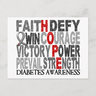 Cartão Postal Hope Word Collage Diabetes