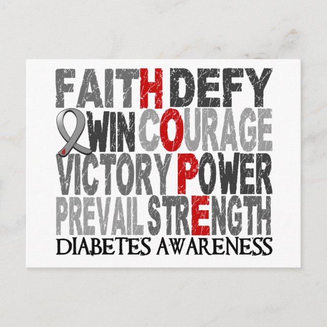 Cartão Postal Hope Word Collage Diabetes (Frente)