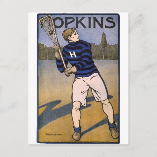 Cartão Postal Hopkins Lacrosse 1902 - Bristow Adams (Frente)
