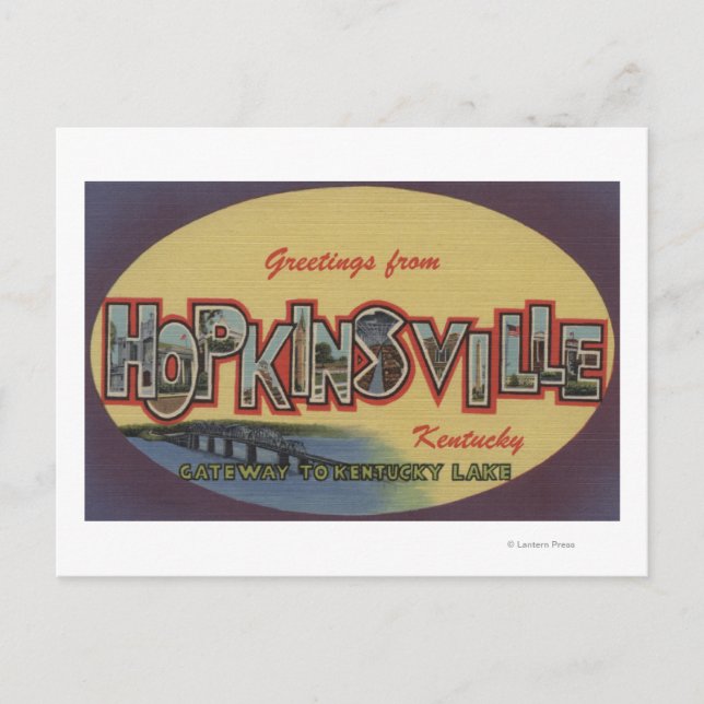Cartão Postal Hopkinsville, Kentucky - Cenas com Letras Grandes (Frente)