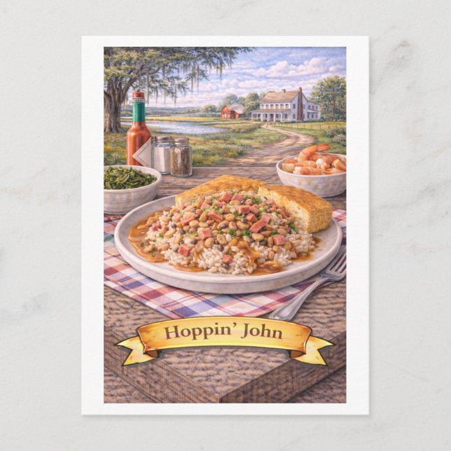 Cartão Postal Hoppin' John (Série de Comida Americana) (Frente)