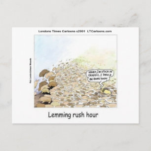Cartão Postal Hora da Corrida dos Lemmings Divertido
