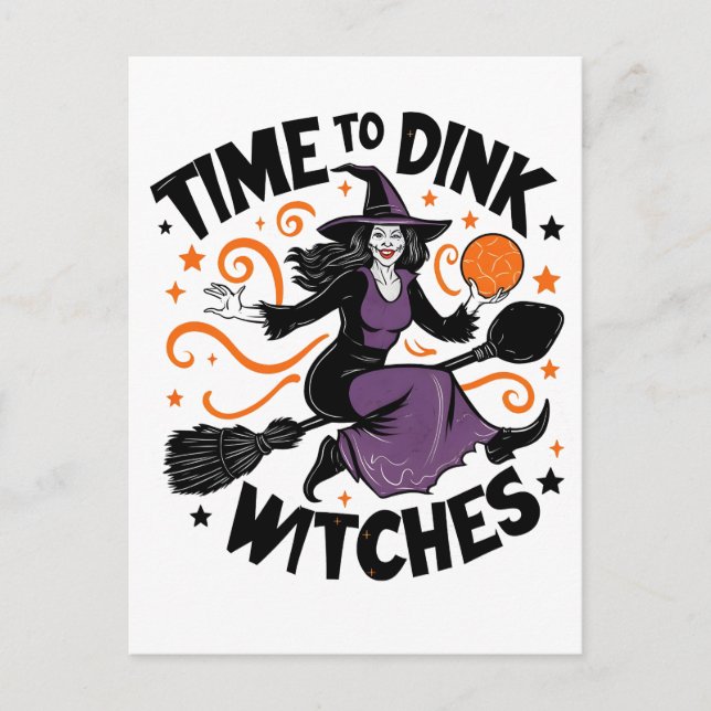 Cartão Postal Hora de Dink Witches Spookleball no Dia das Bruxas (Frente)