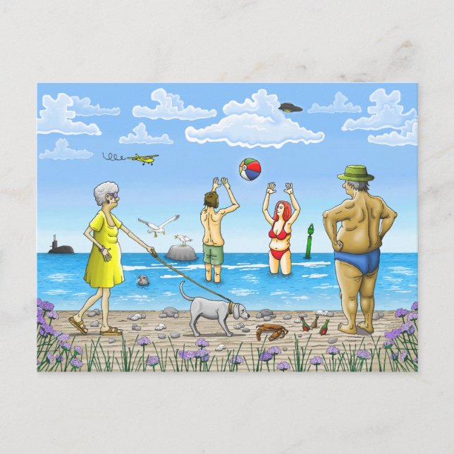 Cartão Postal Hora de verão na praia (Frente)