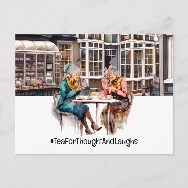 Cartão Postal Hora do chá em Londres com duas senhoras (Frente)