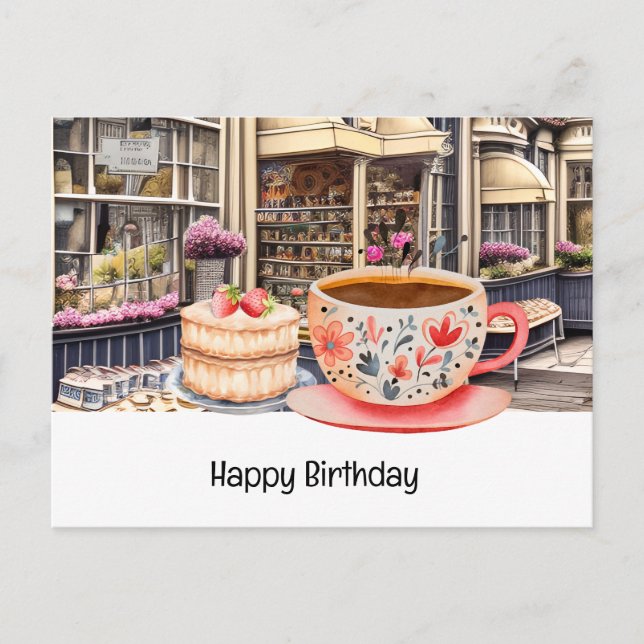 Cartão Postal Hora do chá em Londres com xícara de chá (Frente)