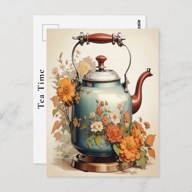 Cartão Postal Hora do Chá Quebra de Café Reunindo Férias (Frente/Verso)