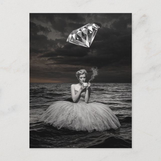 Cartão Postal Hora do Chá Surreal com Diamante (Frente)