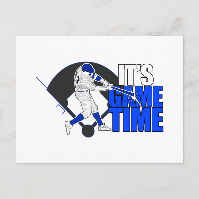 Cartão Postal Hora do Jogo - Baseball (Azul) (Frente)