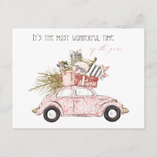 Cartão Postal Hora Maravilhosa Do Ano Feriado Menino Rosa