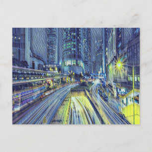 Cartão Postal Hora noturna de Hong Kong