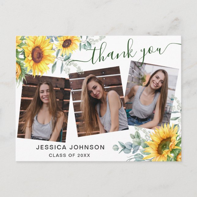 Cartão Postal Horário de Graduação Eucalyptus 3 PHOTO Sunflower  (Frente)