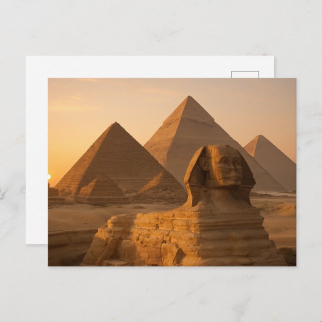 Cartão Postal Horário de Ouro das Pirâmides Esfingx do Cartão-Po (Frente/Verso)