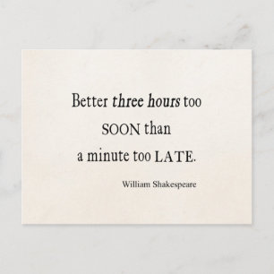 Cartão Postal Horas Demasiado Cedo Minuto Demasiado Tarde Citaç