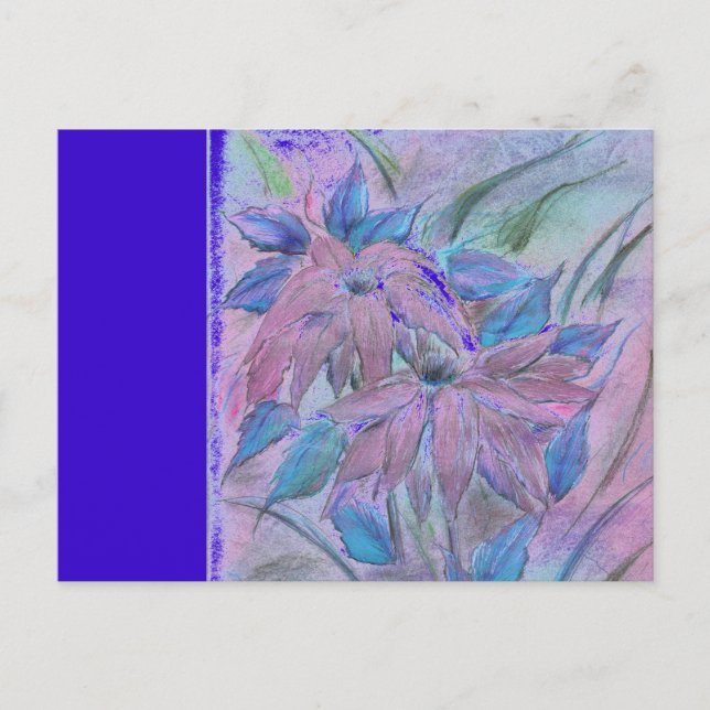 Cartão postal horizontal Poinsetta Rosa (Frente)