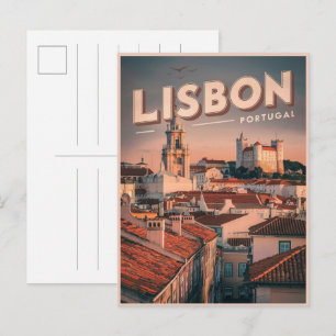 Cartão Postal Horizonte antigo de Lisboa presentes de viagem Por