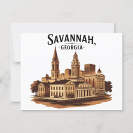 Cartão Postal Horizonte antigo de Savannah Geórgia