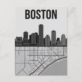 Cartão Postal Horizonte da Cidade de Boston Massachusetts Com Ma