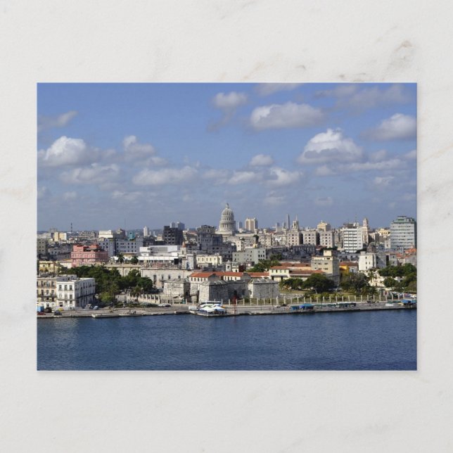 Cartão Postal Horizonte da Cidade de Havana Cuba Edifícios Água (Frente)