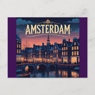 Cartão Postal Horizonte de Amsterdã à Noite
