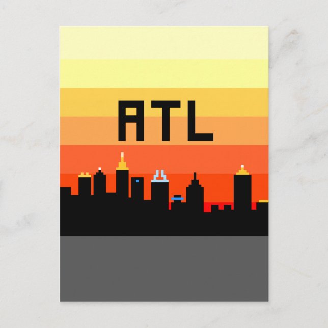 Cartão Postal Horizonte de Atlanta em 8-Bit ATL (Frente)