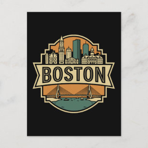 Cartão Postal Horizonte de Boston Antigo Massachusetts
