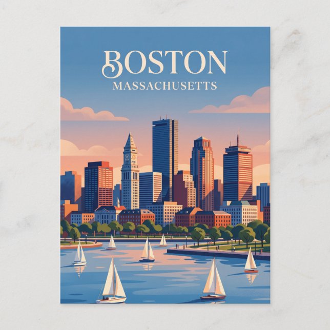 Cartão Postal Horizonte de Boston EUA (Frente)