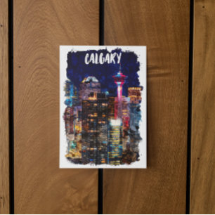 Cartão Postal Horizonte de Calgary Alberta à Noite