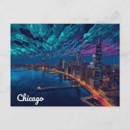 Cartão Postal Horizonte de Chicago ao Crepúsculo
